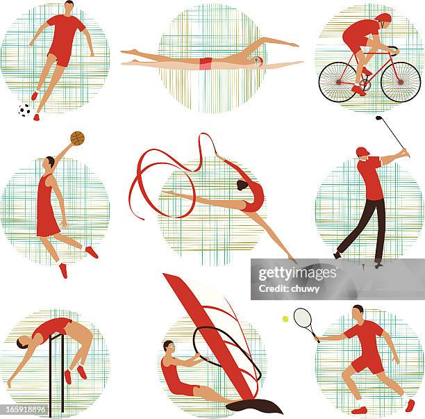 sports set - high jump vector stock illustrations