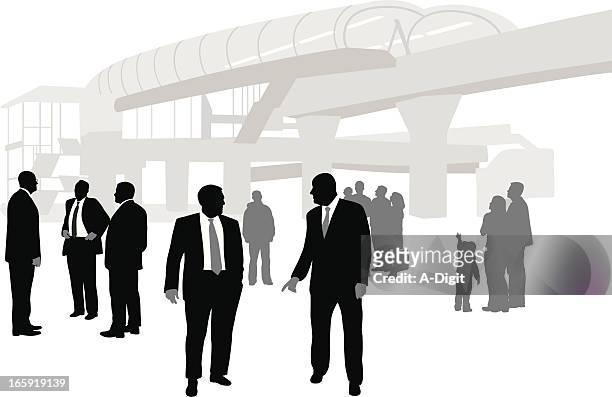 biz ways vector silhouette - lightrail stock illustrations