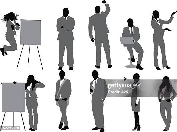 silhouette der business-manager - arms akimbo stock-grafiken, -clipart, -cartoons und -symbole