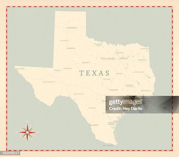 texas karte vintage-stil - texas stock-grafiken, -clipart, -cartoons und -symbole