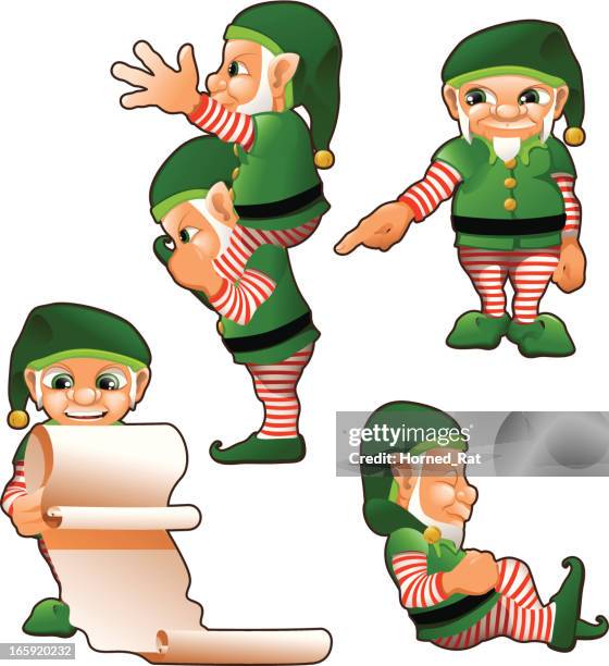 santas elfs - christmas gnome stock illustrations