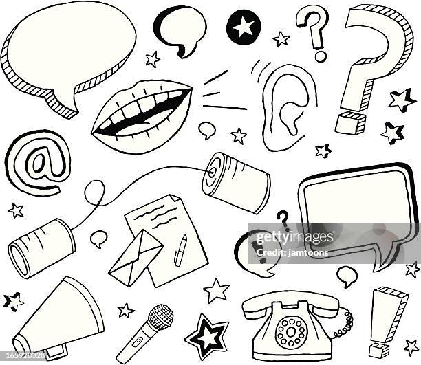 stockillustraties, clipart, cartoons en iconen met communication doodles - uitleggen