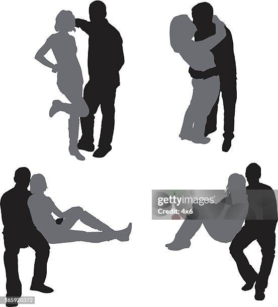 romantic couple - leaning stock illustrations