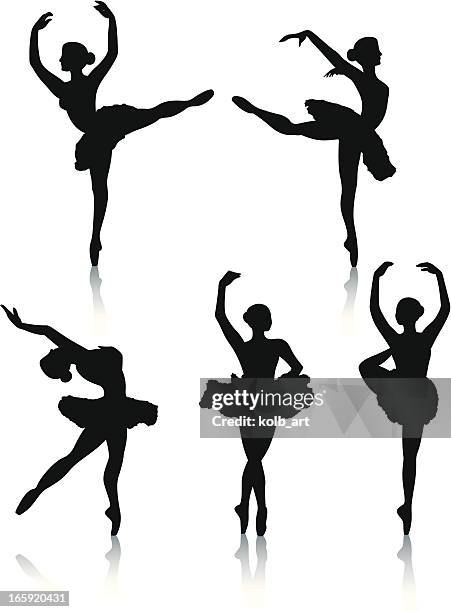 ballet dancer silhouettes - silhouette danceur stock illustrations