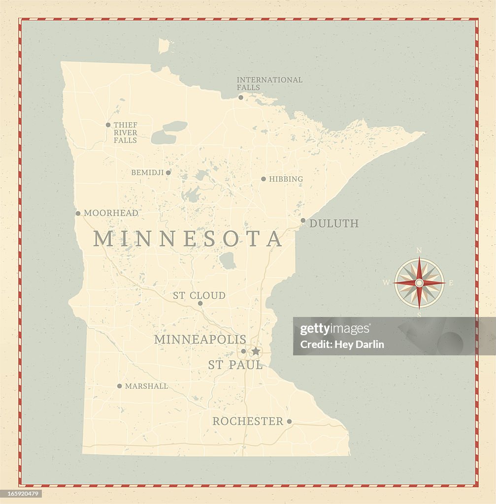 Vintage-Style Minnesota Map