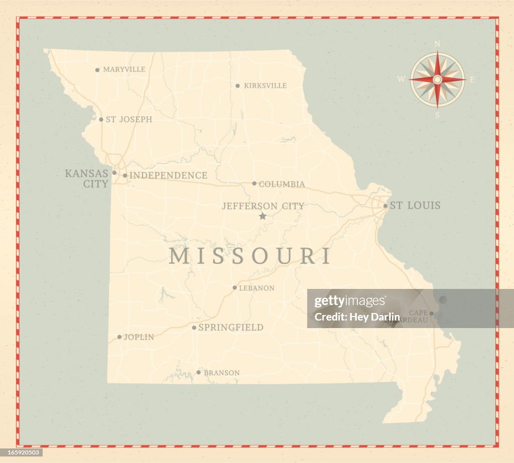 Mapa de estilo Vintage Missouri