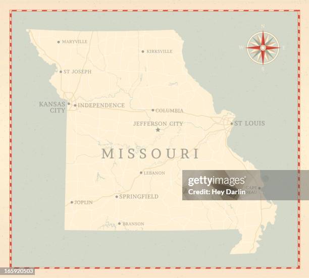 vintage-style missouri map - jefferson city missouri stock illustrations