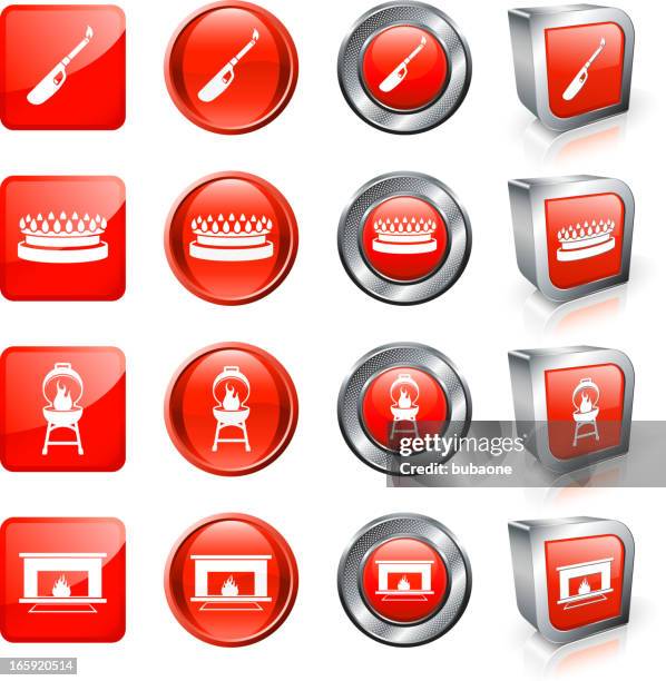 modern use for fire royalty free vector button set - royalty free usage stock illustrations