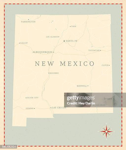 ilustrações, clipart, desenhos animados e ícones de estilo vintage mapa do novo méxico - new mexico