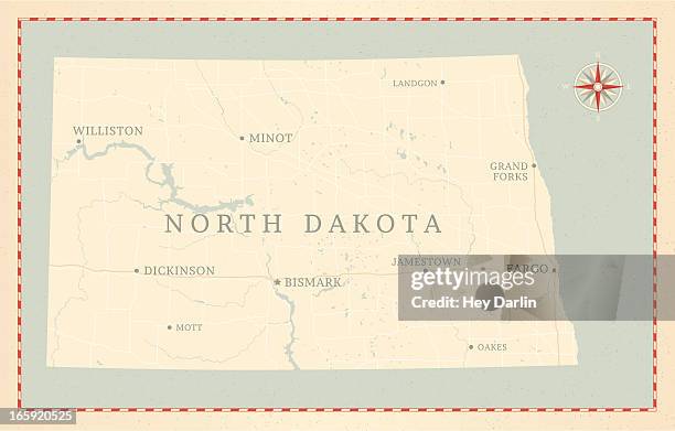vintage-style north dakota map - highway map stock illustrations