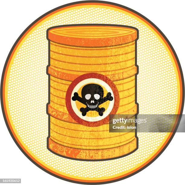 toxic waste barrel with halftone background - barrel texture stock illustrations