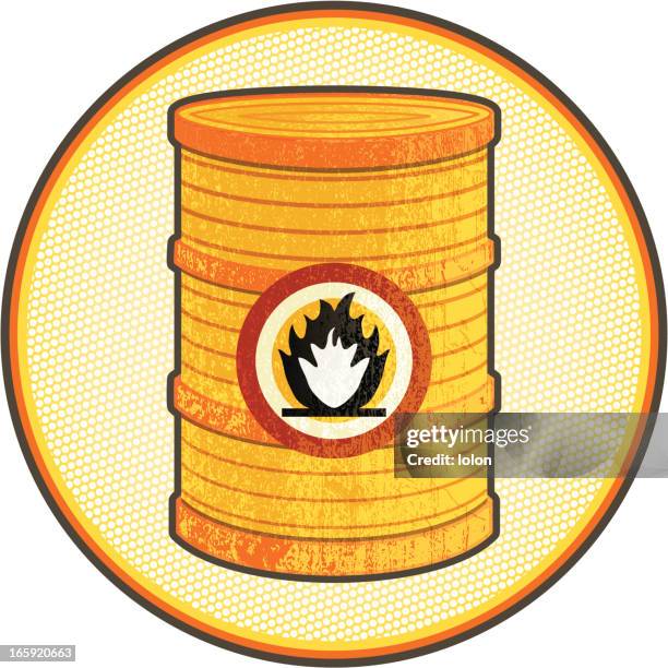 flammable substance barrel with halftone background - barrel texture stock illustrations
