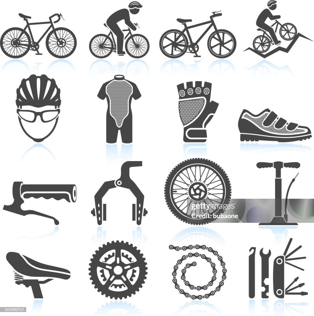 Cycling Racing black & white royalty free vector icon set
