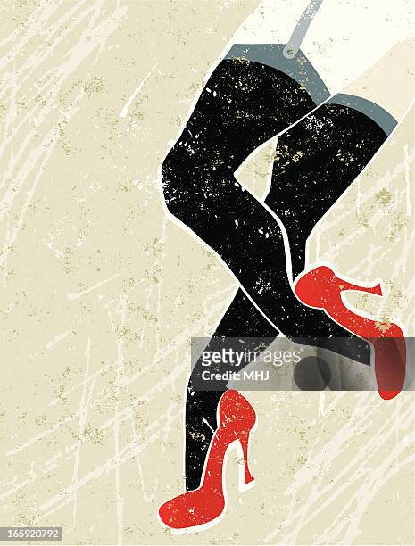 美しい女性の足にタイツと高いヒール - ピンナップガール点のイラスト素材／クリップアート素材／マンガ素材／アイコン素材