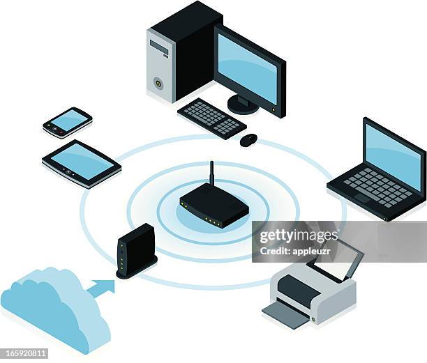 home computer network - modem stock illustrations