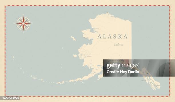 stockillustraties, clipart, cartoons en iconen met vintage-style alaska map - revillagigedo island alaska