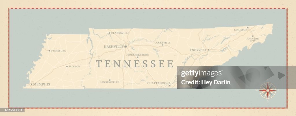Vintage-Style Tennessee Map