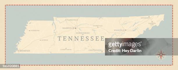 vintage-style tennessee map - tennessee stock illustrations