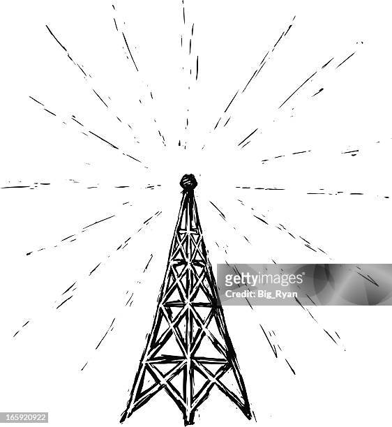 etched radio tower - communications tower 幅插畫檔、美工圖案、卡通及圖標
