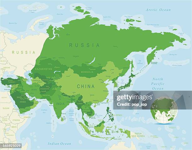 asia map - mongolia stock illustrations