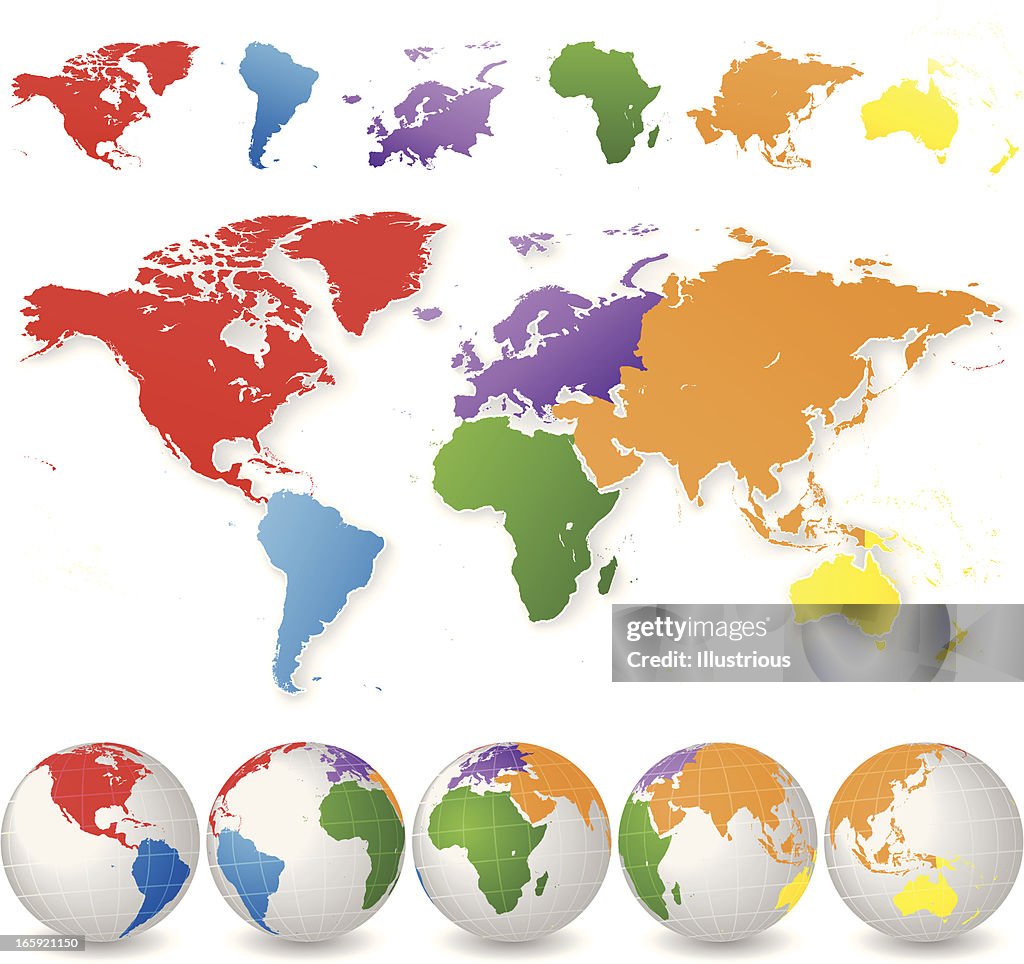 Continent Ridges Map World Globe Map Continents