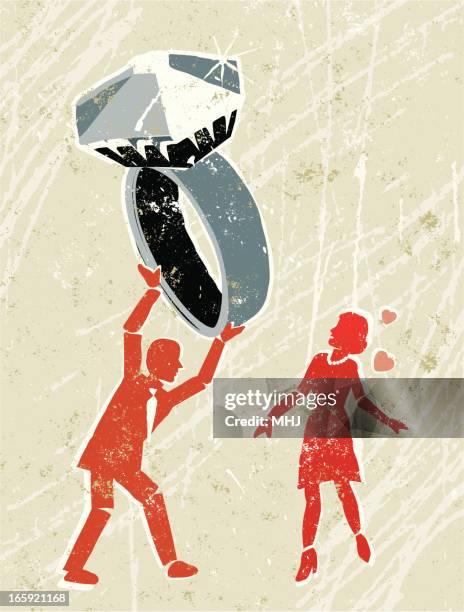 man carrying a large diamond ring - printing texture stock illustrations