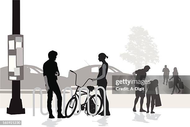 city stops vector silhouette - bike rack stock illustrations