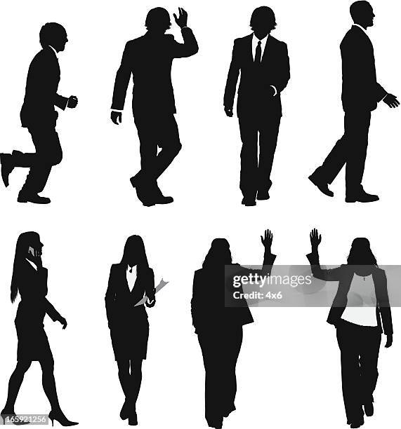 silhouette of business executives - waving gesture stock illustrations