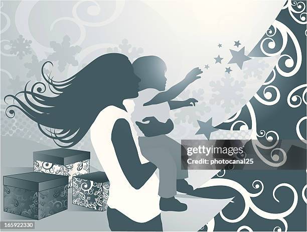 christmas star - family moving boxes stock illustrations