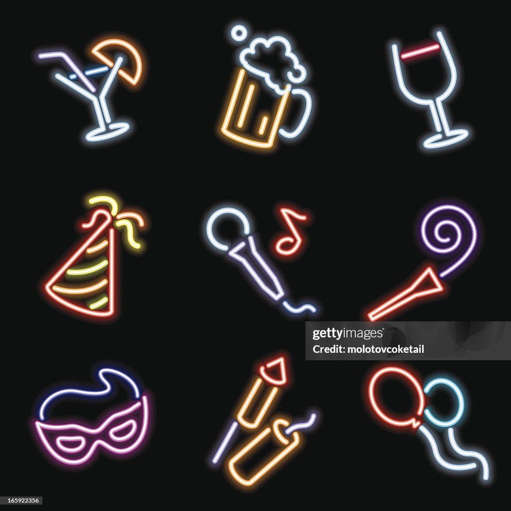 Neon icons - party