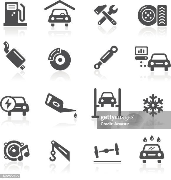 car service icons - exhaust pipe stock illustrations