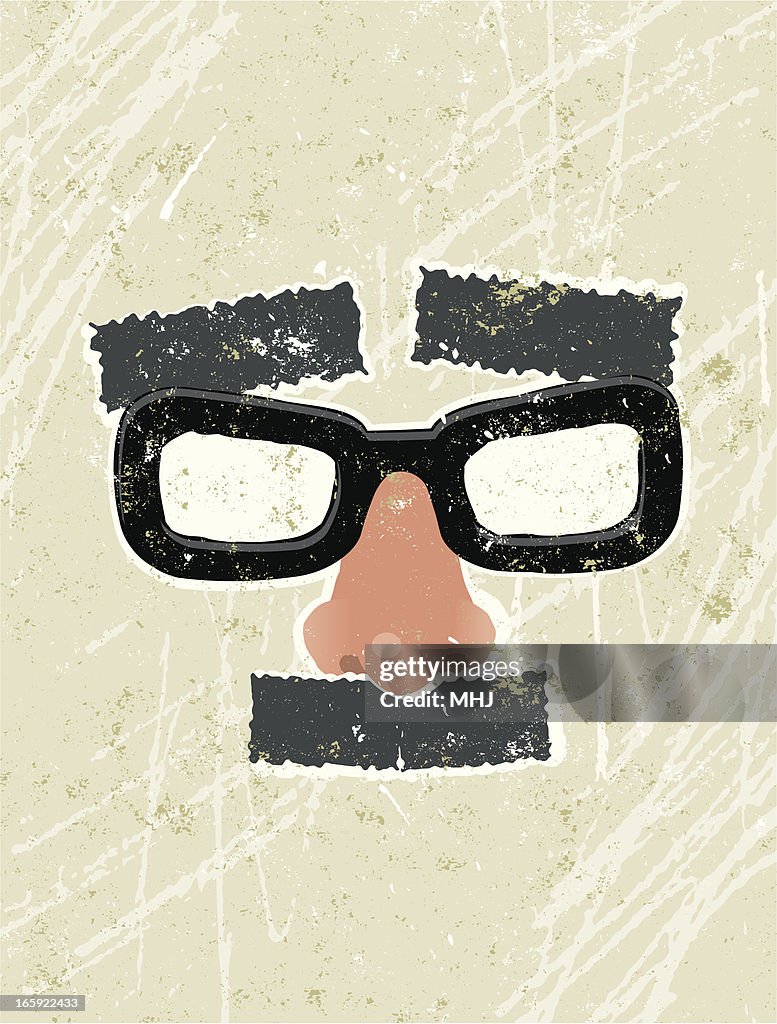 Fake, glasses, moustache and eyebrows disguise