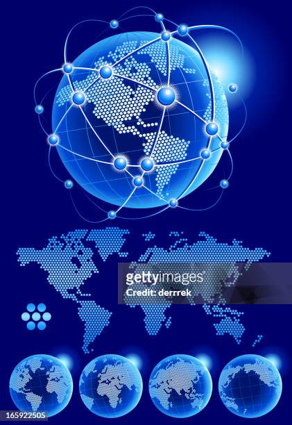 globe world map dotted - satellite view europe stock illustrations
