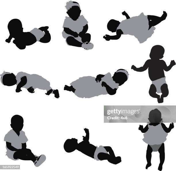 ilustraciones, imágenes clip art, dibujos animados e iconos de stock de múltiples imágenes de bebés - multiple exposure