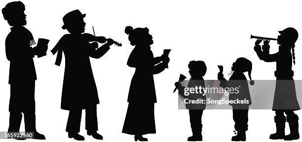 illustrazioni stock, clip art, cartoni animati e icone di tendenza di vacanza musicisti modelli - christmas carols