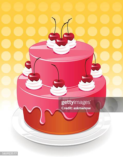 cherry cake - chocolate pie stock illustrations