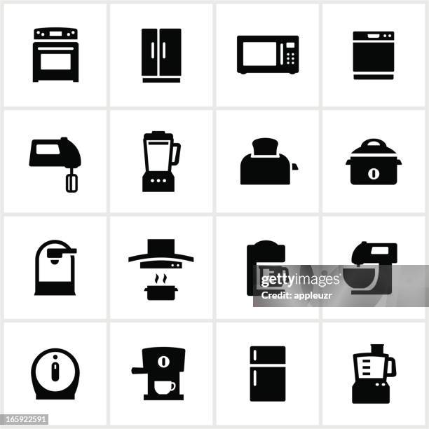 kitchen appliances icons - cooking timer stock illustrations