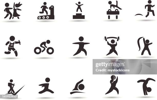 fitness figures icons - gymnastics stock illustrations