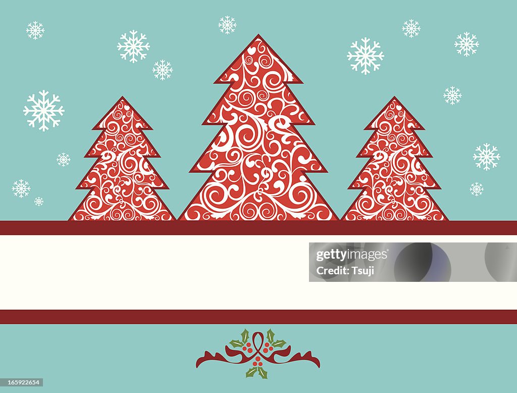 Swirls Christmas tree with background