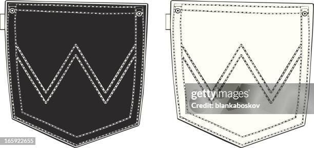 schwarze und weiße taschen hinten - hosentasche stock-grafiken, -clipart, -cartoons und -symbole