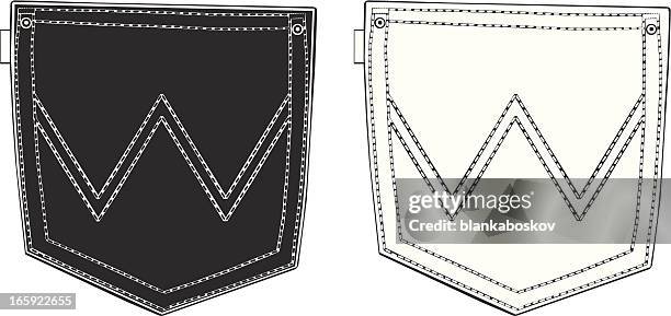 stockillustraties, clipart, cartoons en iconen met black and white back pockets - zoom out