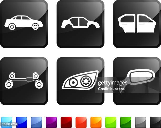 auto parts and car manufacturing company vector icon set stickers - chassis 幅插畫檔、美工圖案、卡通及圖標