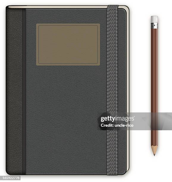 note book with pencil - scrapbook cover stock illustrations