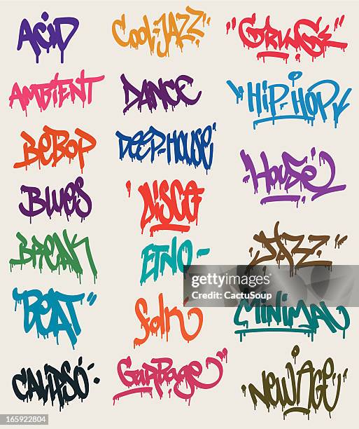 graffiti tags - graffiti font stock illustrations