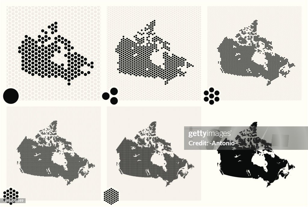 Salpicado de mapas de Canadá, en diferentes resolución