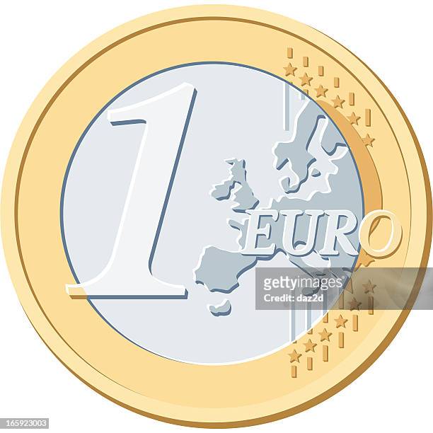 bildbanksillustrationer, clip art samt tecknat material och ikoner med one euro coin - eu valuta