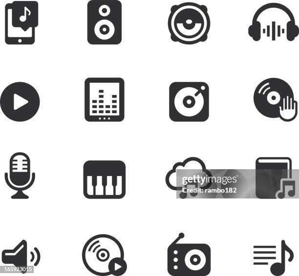 black and white audio icon set - cd 幅插畫檔、美工圖案、卡通及圖標