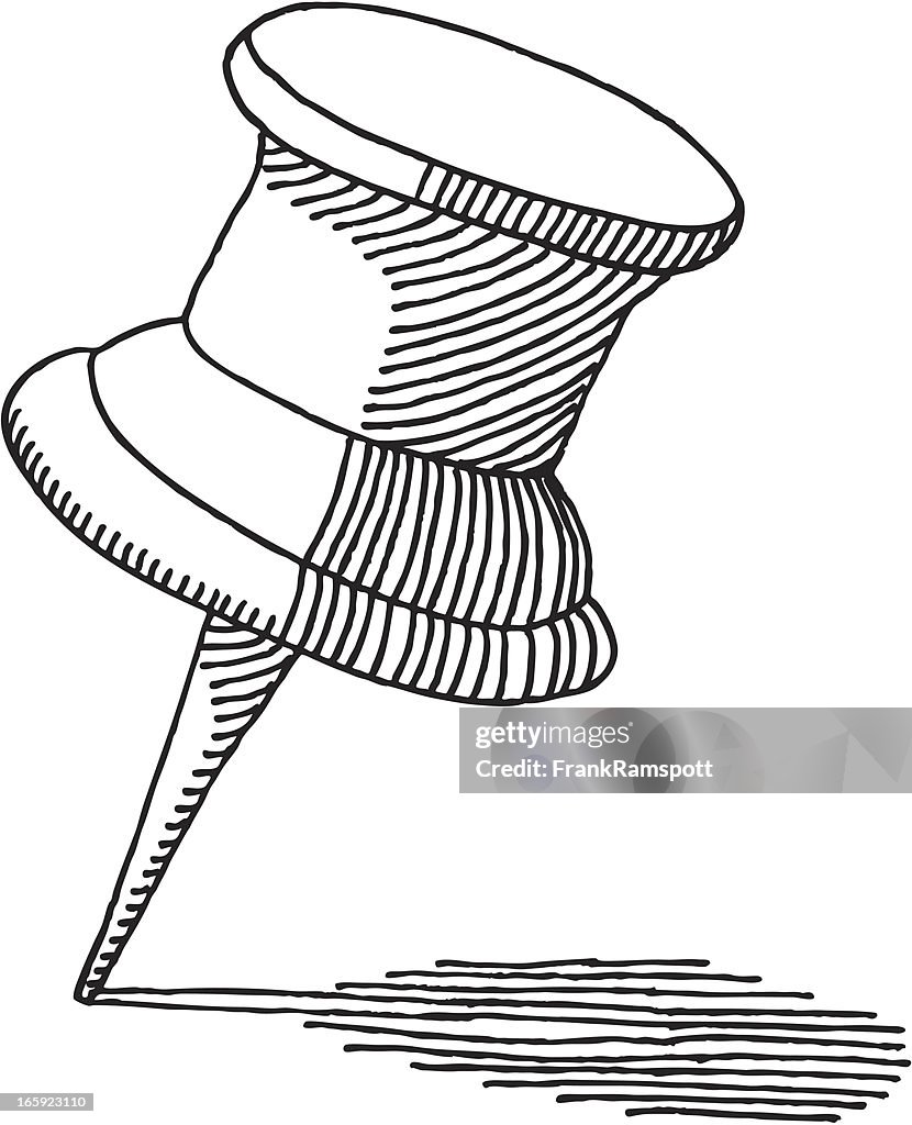 Drawing Pin Pushed In Push Pin Drawing High-Res Vector Graphic - Getty Images