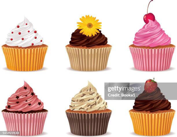 stockillustraties, clipart, cartoons en iconen met cupcake collection - cupcake