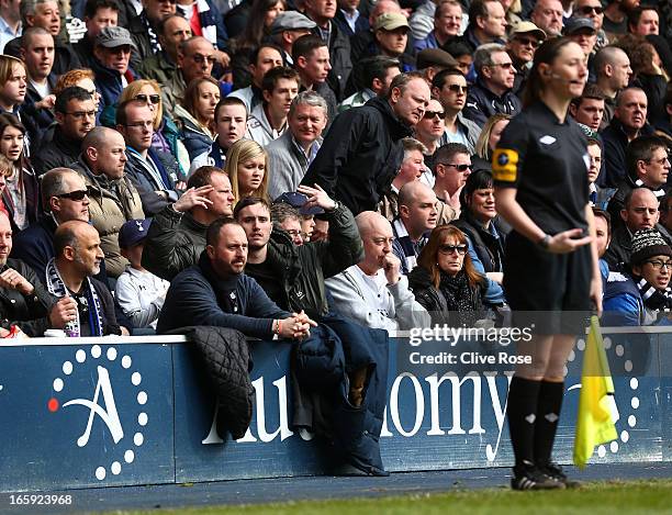 Fan guestures at Assitant Referee Sian Massey during the Barclays Premier League match between Tottenham Hotspur and Everton at White Hart Lane on...